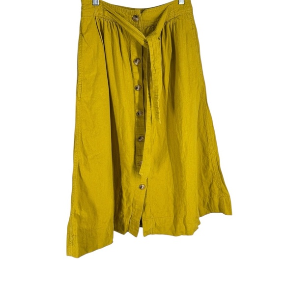 Madewell mustard Tie Palisade Button-Front Midi Skirt 2 XS S - Picture 3 of 9